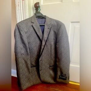 💎Jos.A.Bank 44L Grey Black Silver Paisley Men’s Dinner Jacket Tailored Fit